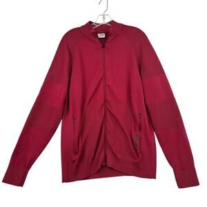 Gymshark Jacket Womens M Burgundy Red Textured Knit Stretch Full Zip Training
